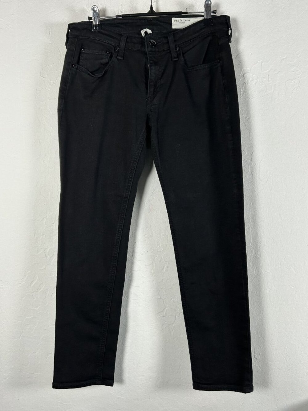 Rag & Bone Womens Dre Low Rise Slim Boyfriend Jeans Size 25 Black Stretch Denim